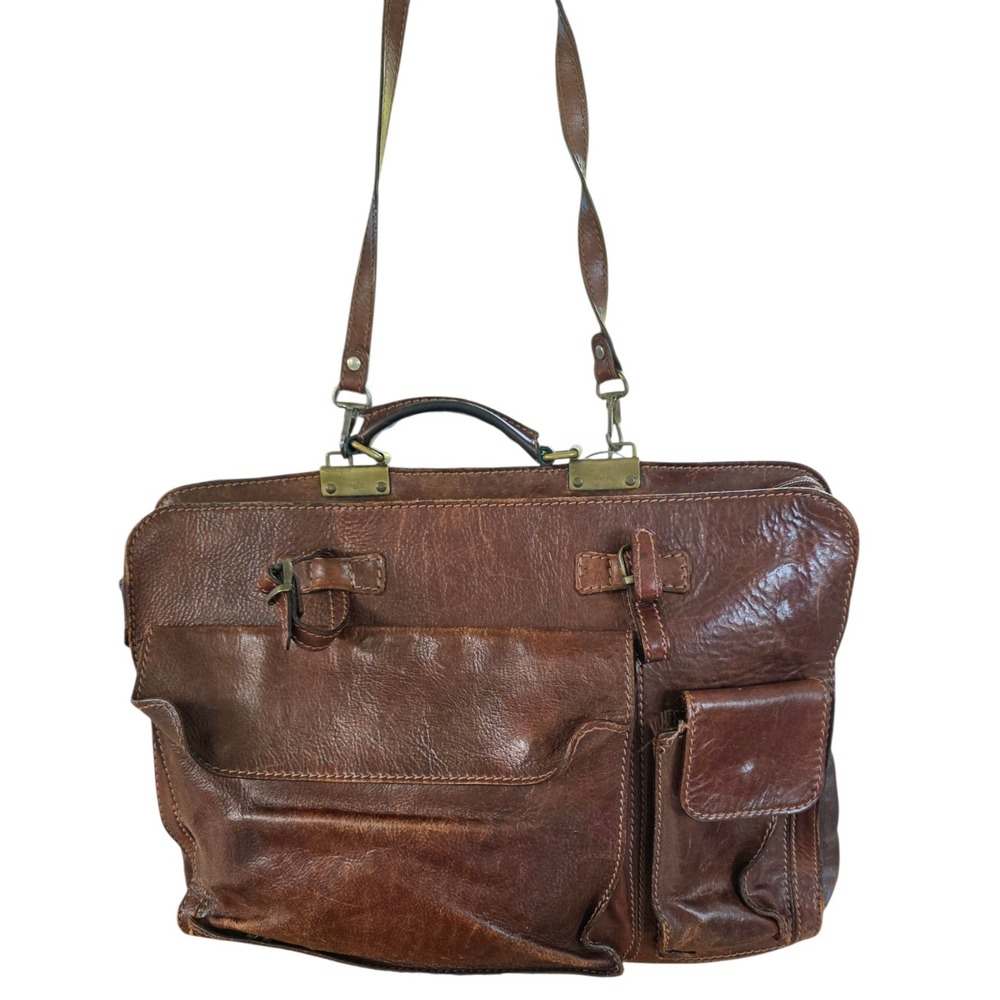 The Bridge Italy Brown Leather Briefcase Messenger Bag Handcrafted Satchel